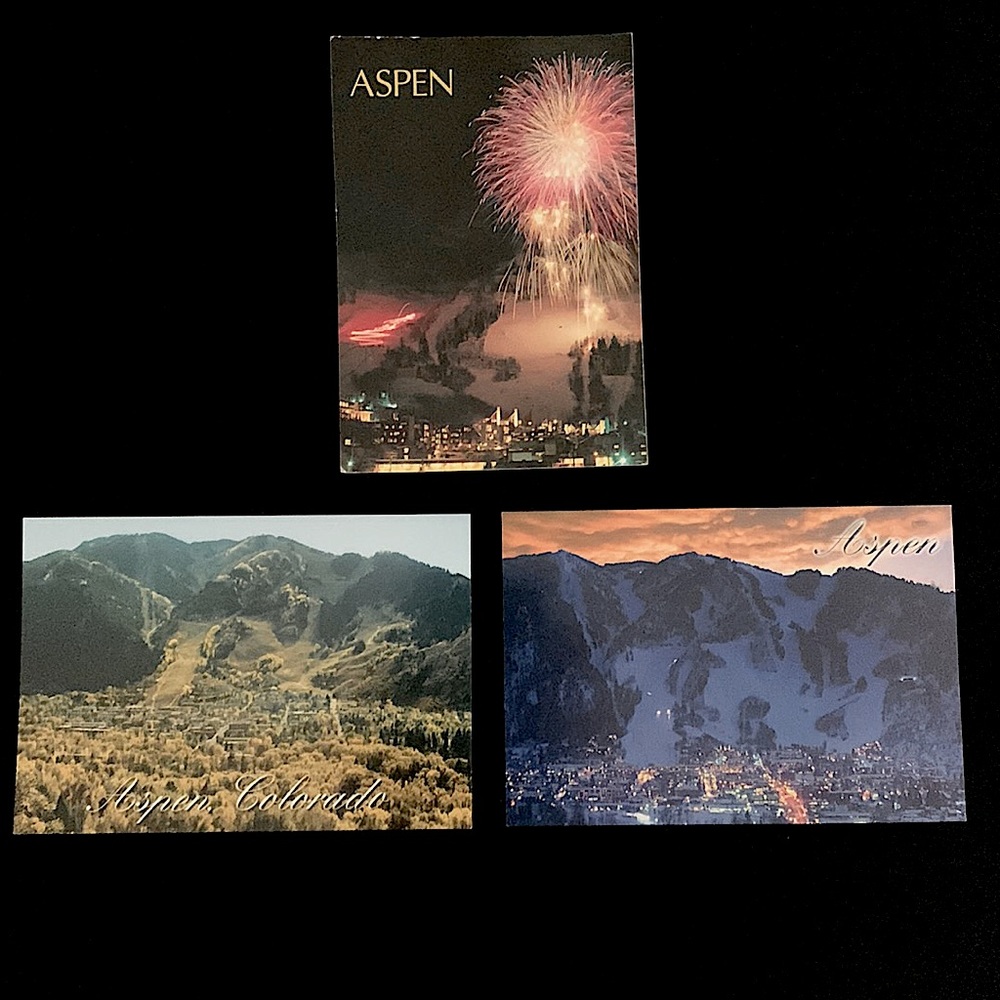 Trio of retro postcards from Aspen